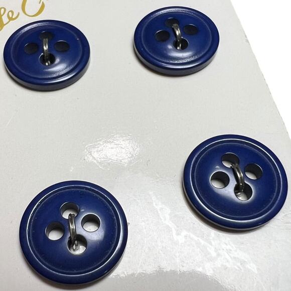 Vintage Le Chic Navy Blue Coat Buttons Ridged Rim Blumenthal NOS - Picture 2 of 3